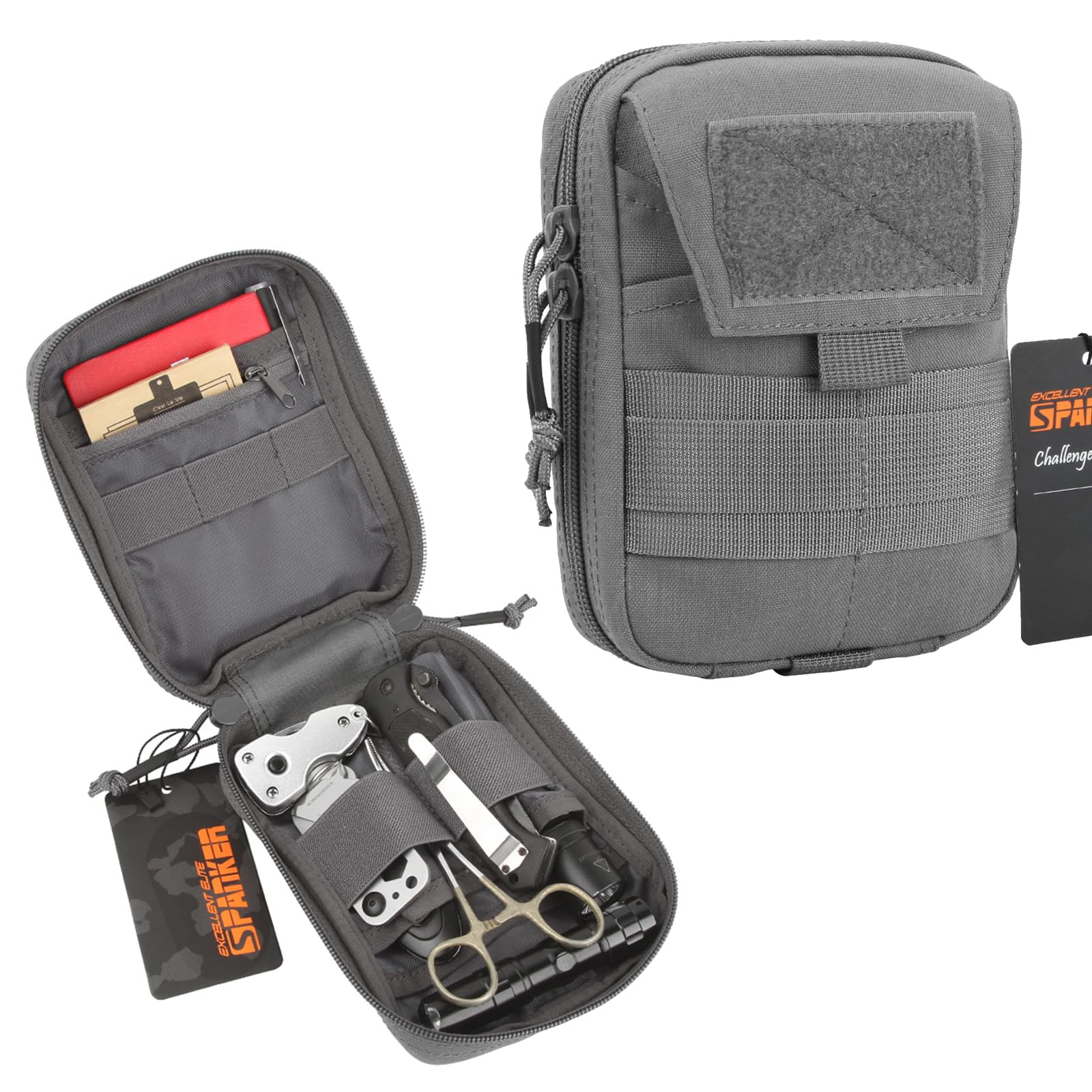 EXCELLENT ELITE SPANKER Molle Admin Pouch Military Utility Tool Pouch EDC Molle Pouchs Gadget Waist Bags(Grey)