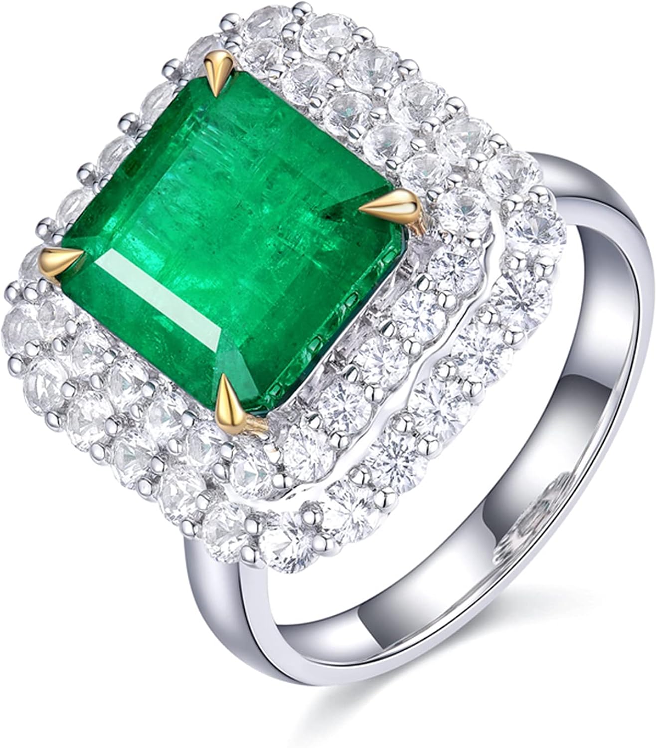 Bague Fourrée Noire émeraude 18 Carats Taille 6 Femme - Luxe Mode, Neuf Sans Emballage