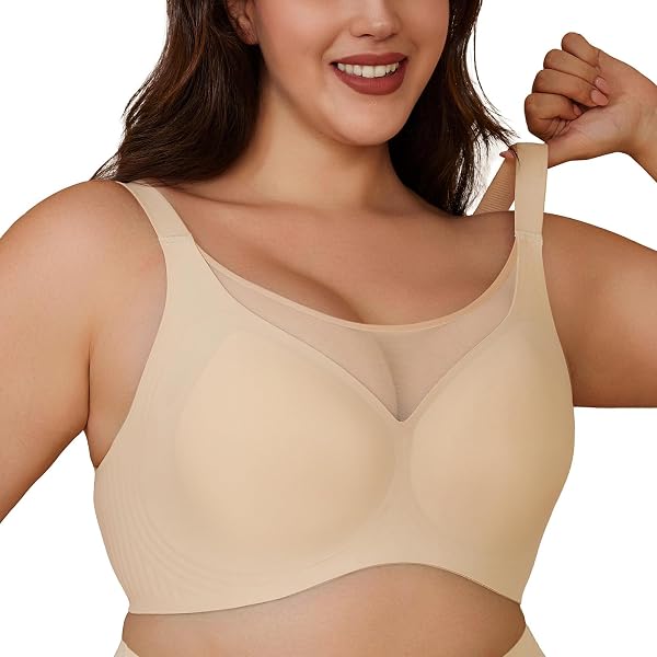 SIMNESS BRA FOR WOMEN, DEEP V WIRELESS SMOOTH...