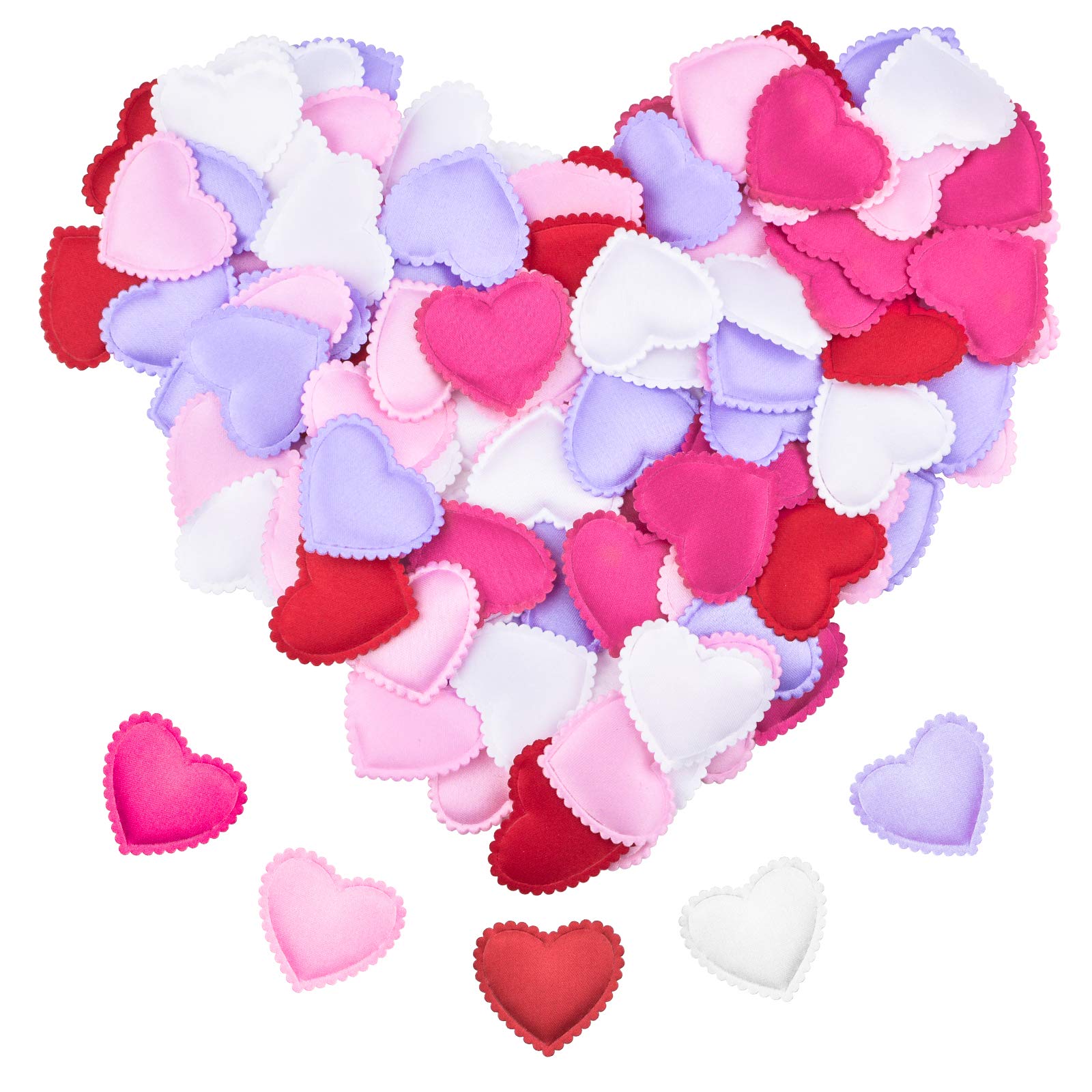 WANDIC Heart Confetti Fabric, 400 Pcs Heart Sponge Petals Decoration Valentine Heart Confetti Sponge Table Scatter for Valentine's Day Dating Wedding Festival, Colorfu