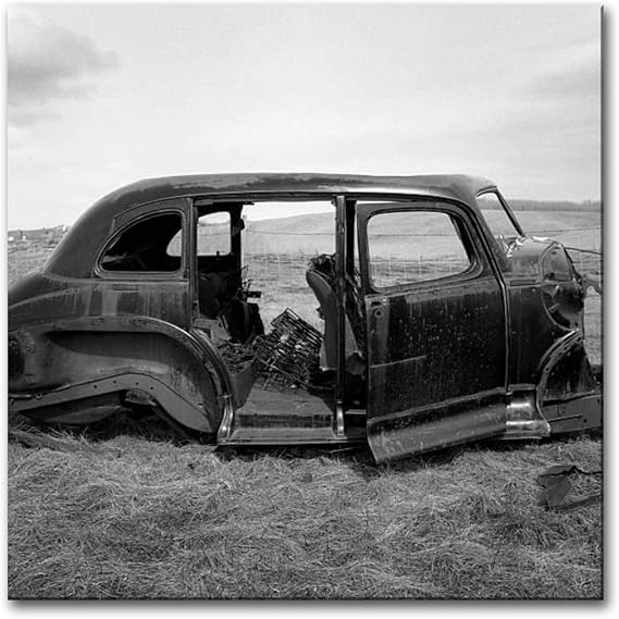 Amazon.com: XShero Modern Artwork Canvas Wall Art Abandoned car on Hill