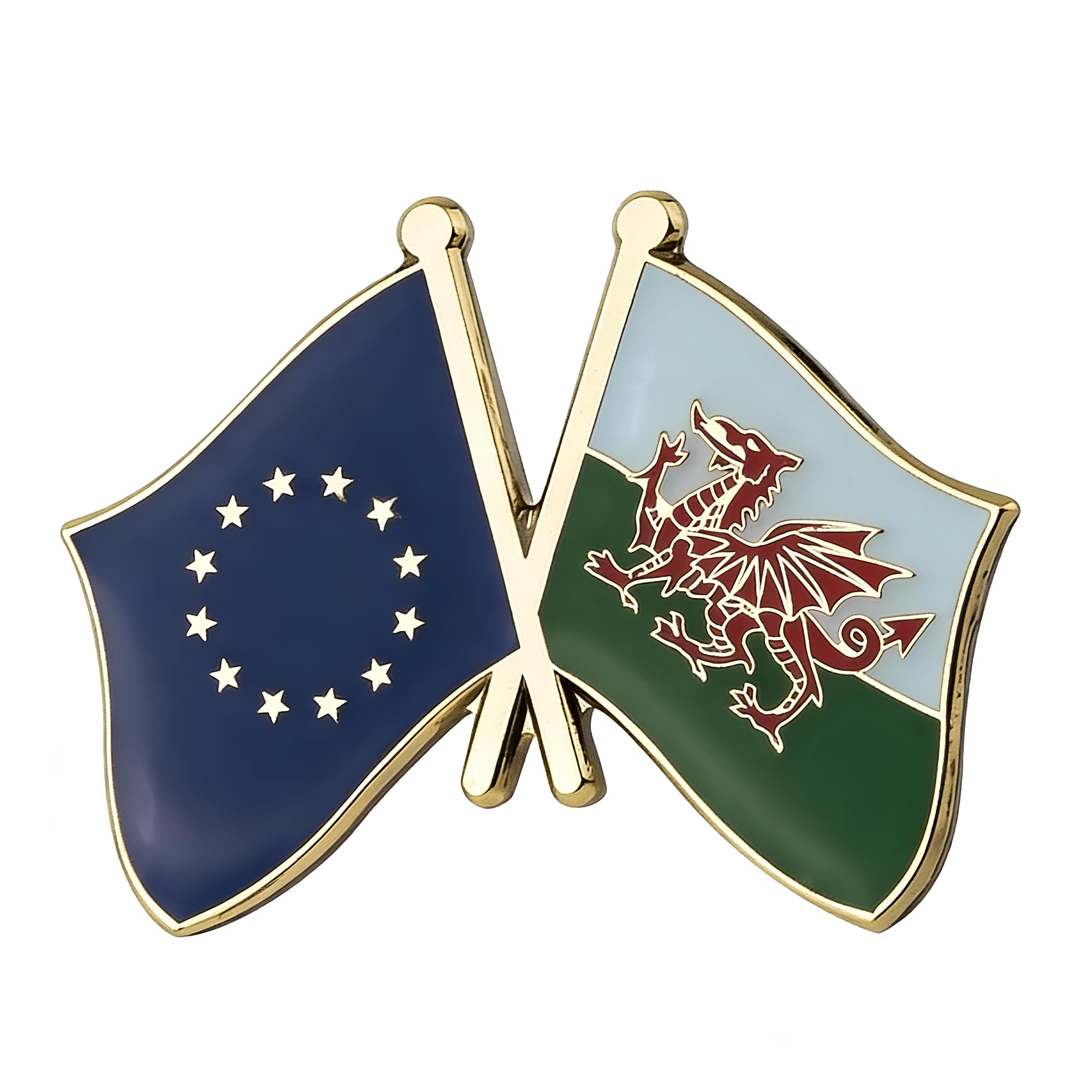 European Union EU & Wales Welsh Friendship Pin Badge – Brexit Remain Enamel Lapel Flag Brooch 2.4 x 1.9 cm – Cultural Unity and Political Solidarity Symbol