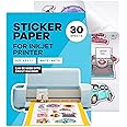 Sticker Paper for Inkjet Printer - (30 Sheets), 8.5 x 11 Letter Size, Matte Sticker Paper - Ideal for Crafting and Printing V