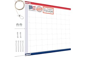 DDVLG Professional Volleyball Net Heavy Duty Outdoor, Upgraded Weather Performance with 46FT High-Tensile Steel Cable, Reinforced Borders, Ideal for Indoor/Outdoor- 32x3FT (Net Only)
