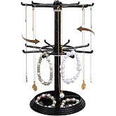 HOMSFOU Rotating Keychain Display Rack Black Plastic