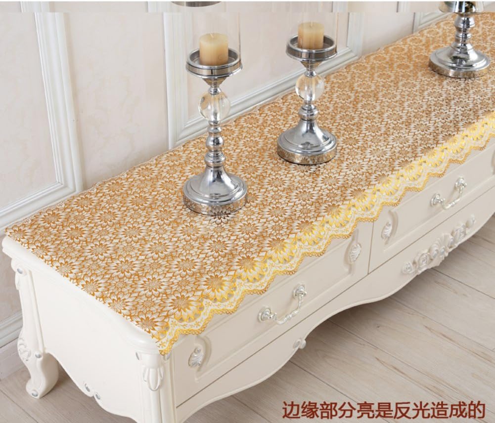 Lace pvc tv cabinet cover table cloth plastic table cloth pastoral table mat-E 50x240cm(20x94inch)