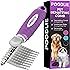 Poodle Dematting Fur Rake Comb Brush for Dogs and Cats - Long 2.5" Steel Safety Blades Metal Comb for Detangling Matted or Kn
