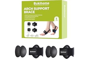 Arch Support Braces for Plantar Fasciitis - Bukihome Upgraded Adjustable Bands & Arch Pads - Non-Slip Barefoot Arch Support t Inserts for Women - Gel Pads for Flat Feet High & Fallen Archs - Black
