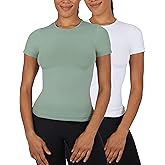 Yogalicious Basic Short Sleeve T-Shirt 2 Pack Soft Slim Fit Gym Shirt for Women