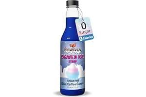 Syruvia Sugar-Free Snow Cone Syrup 12.7oz - Blue Cotton Candy - 0 Calorie Syrup For Shaved Ice, Snow Cones, Slushies, Italian Soda, Popsicles. Keto Friendly, Kosher, Dairy Free
