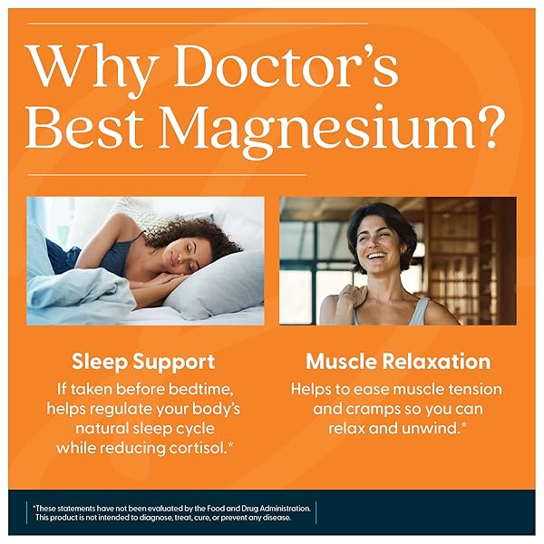 DOCTOR’S BEST HIGH ABSORPTION MAGNESIUM GLYCINATE LYSINATE SUPPLEMENT – 100% CHELATED FOR MAXIMUM ABSORPTION – MAGNESIUM FOR SLEEP AND MUSCLE RELAXATION – 200 MG PER SERVING – 120 TABLETS