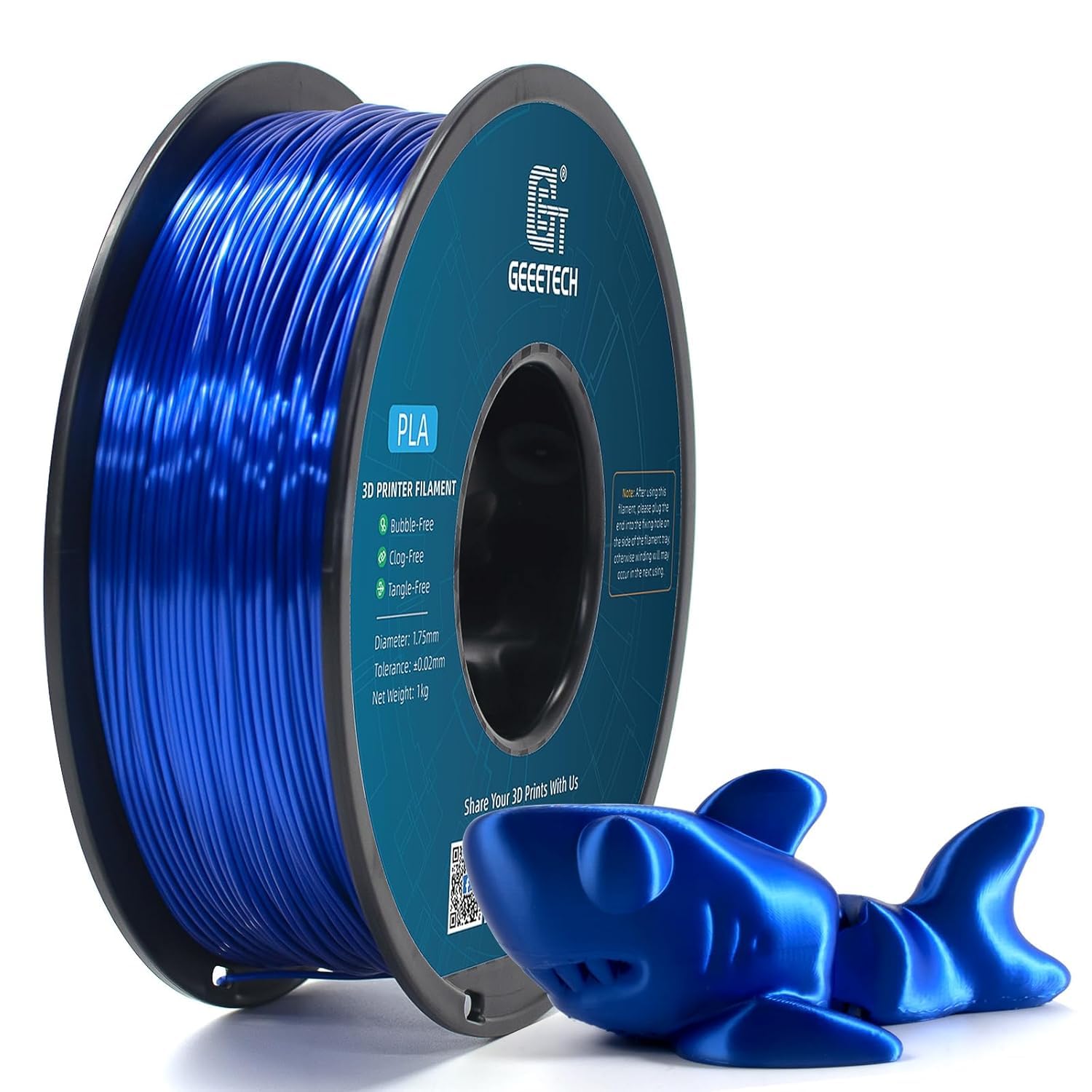 Silk PLA Filament 1.75mm,Geeetech 3D Printer PLA Filament,3D Printing Materials,Silk Royal Blue — image 1