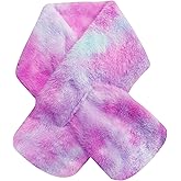 Piewag Kids Toddler Scarf Winter Rainbow Scarf Gradient Cross Tie Collar Fluffy Fur Plush Scarves Neck Warmer for Girls Boys