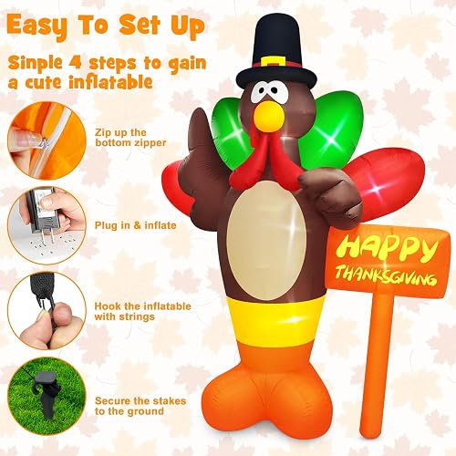 Thanksgiving Blow Up Decor Danxilu 6 Ft Inflatable Thanksgiving Turkey ...
