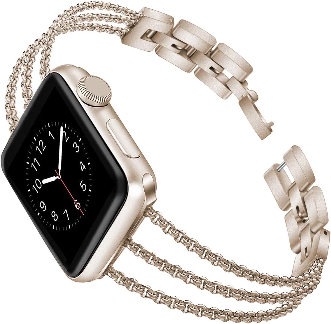 Biaoge Metal Band Compatible for Apple Watch Band Series 4 40mm 44mm/ iWatch Series 3 2 1 38mm 42mm, Adjustable Stainless Steel Replacement Wristband Strap Cuff Bangle Bracelet Accessories(Gold, 42mm)