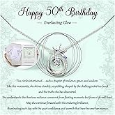 Krfy Birthday Gifts for Women Unique 925 Sterling Silver Necklace with Pearl 1ct Moissanite 30/40/50/60/70/80/90th Birthday Present for Mom Turning 30 40 50 60 70 80 90 Years Old Birthday Card for Her