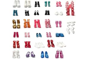 HIGHFUN 51PCS Doll Accessories + 1 Shoe Rack 30 Pairs Doll Shoes 10 Handbags 10 Glasses Replacement Fashion Playset Accessories Different Assorted Colors High Heel Boots for 11.5 Inch Girl Doll