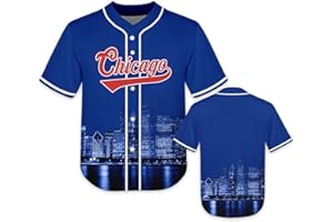 FANS4US Kids Baseball City Night Skyline Jersey Shirt Printing Apparel for Boy Girl Fans Uniform Gifts Toddler 4-7 Youth 8-20 Years