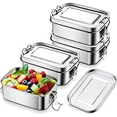E-far 4 Pieces Stainless Steel Bento Box, Mini 550ml Metal Lunch Box, 18.6oz Leak-Proof Food Snack Container with Lids, Reusable Meal Storage for Camping Picnic Travel Work