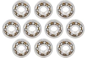KABOBEARING 10pcs 608 Open Deep Groove Ball Bearing, 8x22x7mm Fidget Spinner Bearing with Nylon Caged ，C3 Clearance
