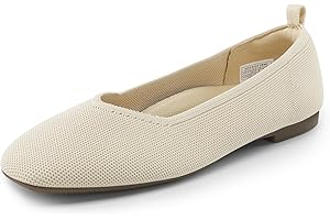 DREAM PAIRS Ballet Flats for Women, Square Toe Knit Flat Shoes for Women Dressy Casual Work, Comfortable Slip-on Washable Walking Dress Shoes with Flexible Outsole