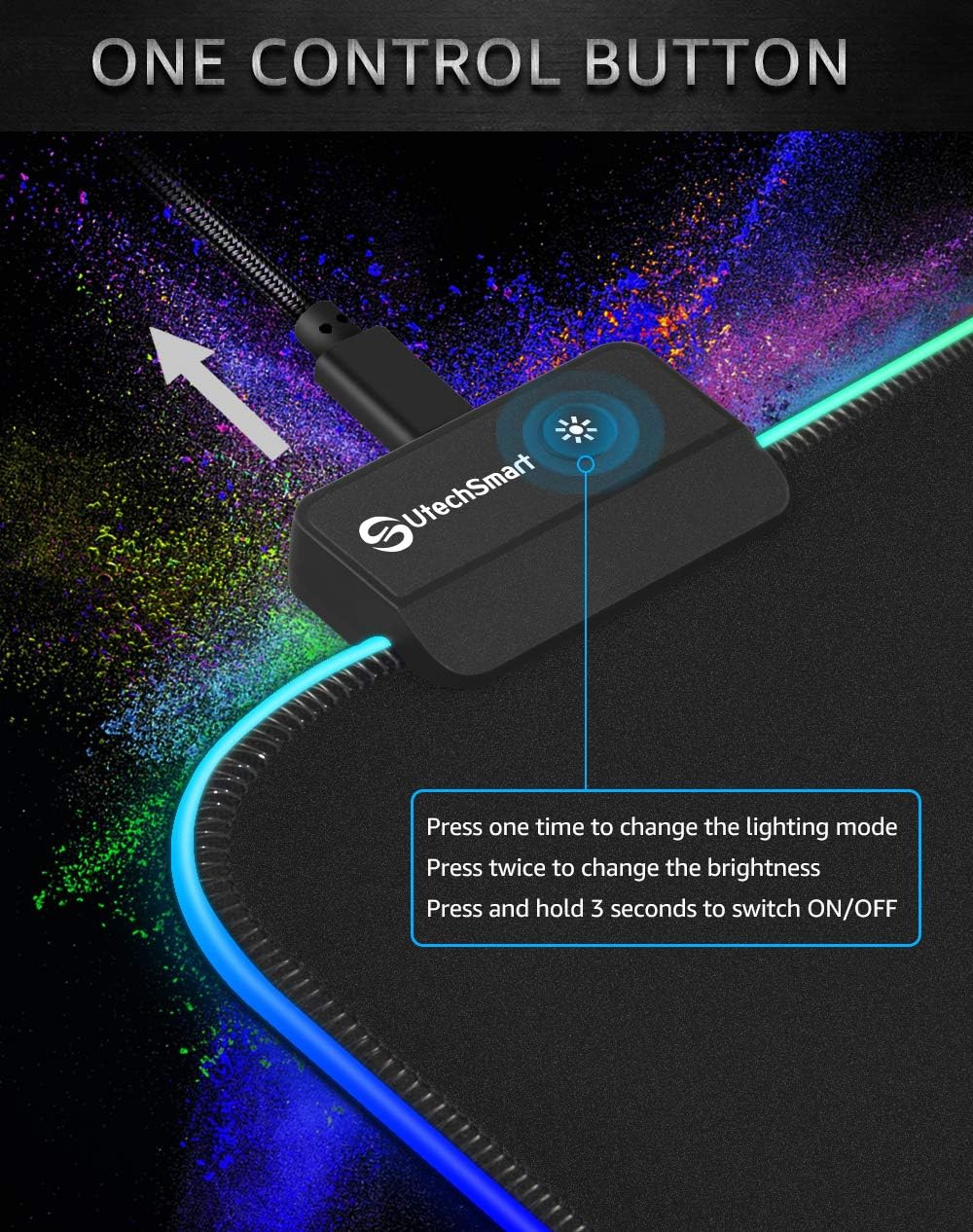RGB Gaming Mouse Pad, UtechSmart Large Extended Soft Led Mouse Pad with 14 Lighting Modes 2 Brightness Levels, Computer Keyboard Mousepads Mat 800 x 300mm / 31.5×11.8 inches: Electronics