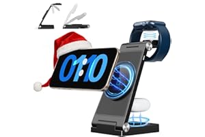 RYND 2026 Traveling Wireless Mag-Safe Fast Charging Station,Magnetic 3 in 1 Charger with Light for iPhone 17 16 15 14 13 12 Pro Max Plus,Apple Watch Series & Air pods 4 3 2 Pro-Gifts for Wife & Husband