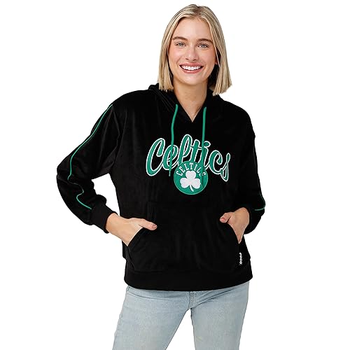 FOCO Women's Standard NBA Logo Fashion Velour Hooded Sweatshirt, Team Color