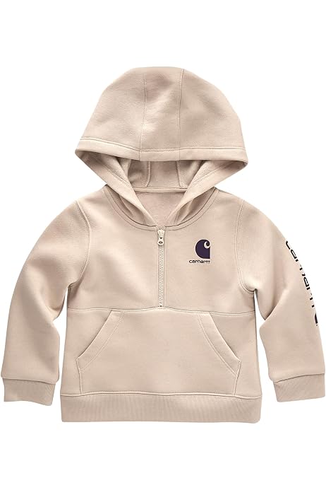 Carhartt Girls' Hoodie Fleece Pullover Sweatshirt, Pink Lemonade, X-Small  (7) at Amazon Women's Clothing store