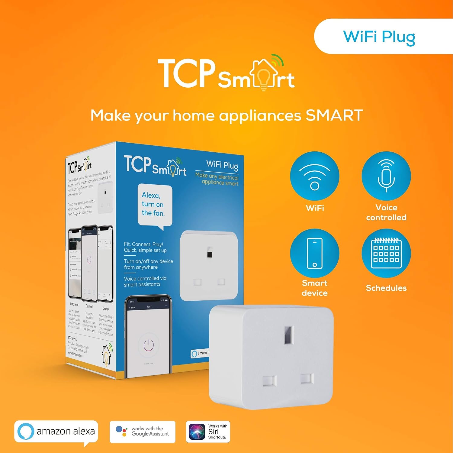TCP Smart Plug UK WiFi Socket, Works with Alexa, Google Home, Siri Shortcuts, Voice Control, App Enabled - Image 3