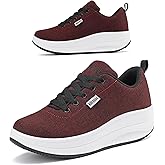 RUIDENG Platform Sneakers for Women Walking All Day | Slip Resistant Work Shoes for Women Comfortable | 2 Inch Thick Wedge Rocker Bottom