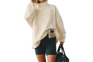 Aiybao Womens Oversized Mockneck Sweatshirt Turtleneck Sweatshirts Loose Drop Shoulder Long Sleeve Y2K Pullover Tops