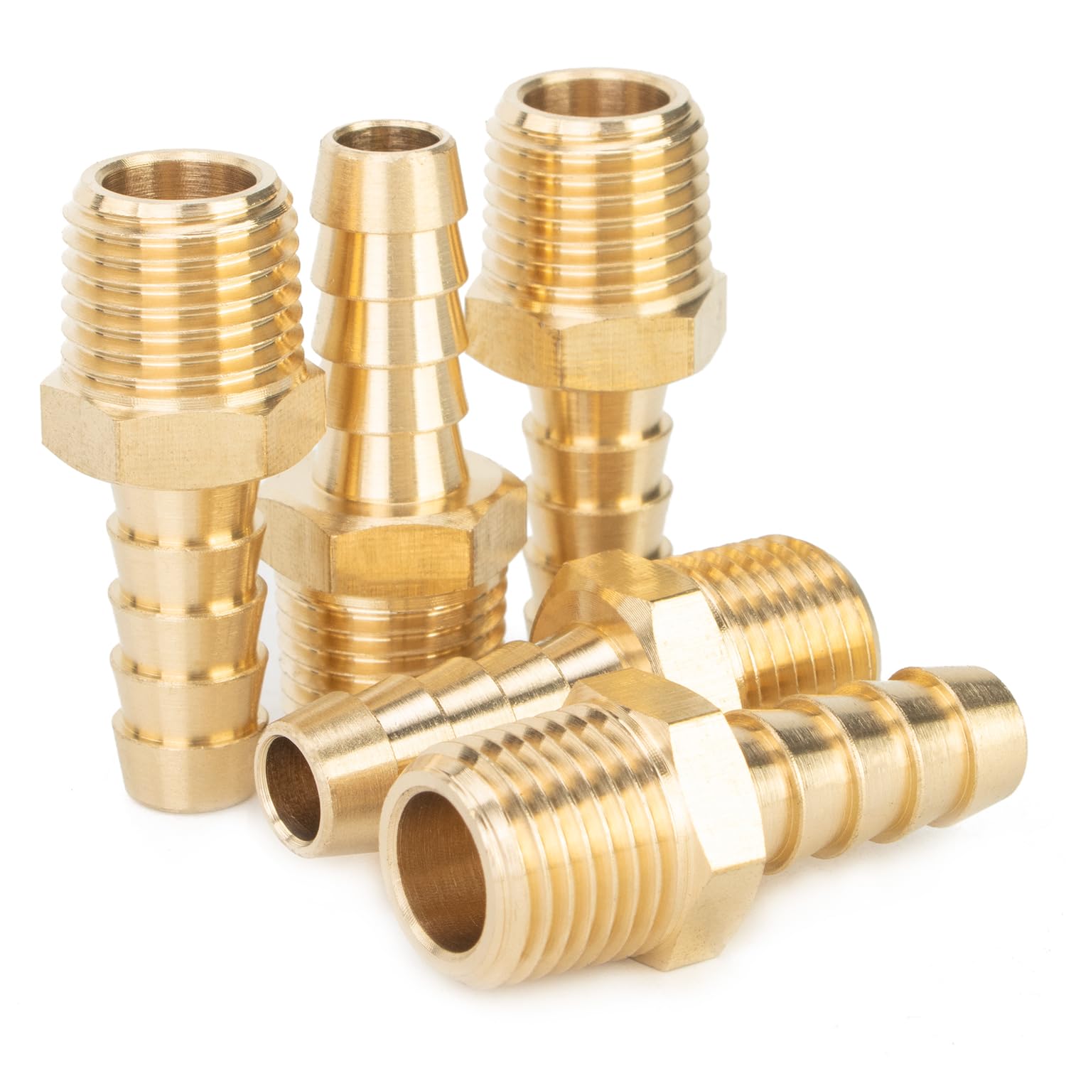 Generic Brass Barbed Fitting Coupler/Connector 1/4" Male BSPT x 5/16"(8mm) Hose Barb Fuel Gas Water (Pack of 5)