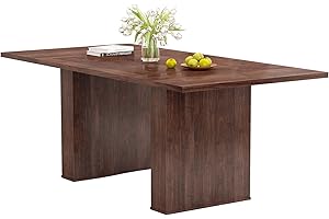 QHITTY 78 Inch Fluted Dining Table, Wood Kitchen Table for 6 to 10, Farmhouse Long Rectangle with Strip Base for Dining Room,