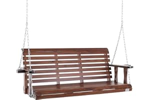 VEVOR Wooden Porch Swing 5.5 ft, Patio Bench Swing for Courtyard & Garden, Upgraded 880 lbs Strong Load Capacity, Heavy Duty 