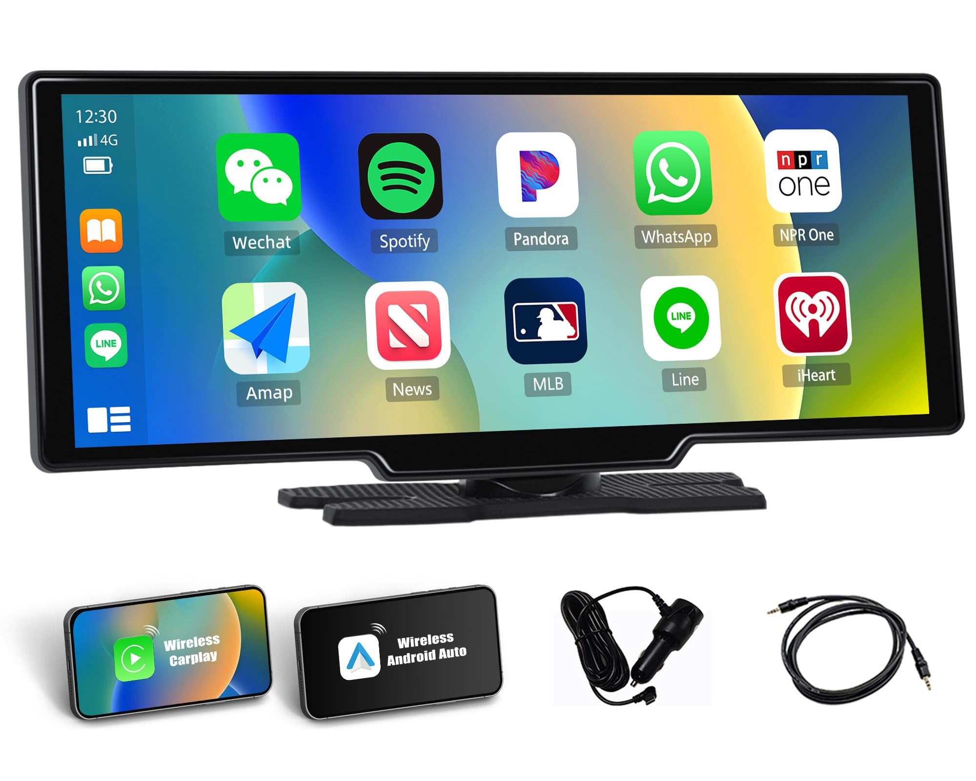 SIXTOP 10.36" Portable Car Stereo with Wireless Apple CarPlay Android Auto, 64GB Card, IPS Touchscreen Car Play Screen for Car, Car Media Player with Mirror Link, Voice Control, Bluetooth, FM, AUX