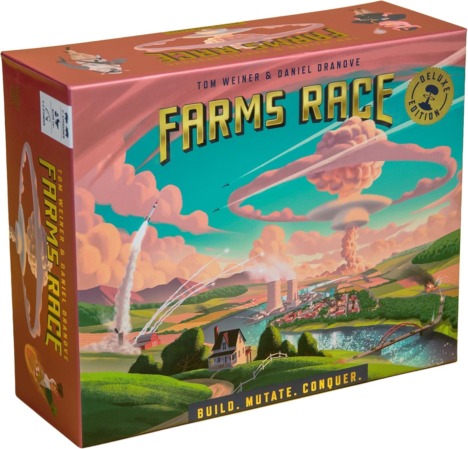 Photo 1 of Farms Race Deluxe Edition – Premium Strategy Board Game for Adults & Family, 2–5 Players, 1-2 Hours, Resource Management, Area Control, Asymmetric Powers w/Nuclear Farm Animals, Great for Game Night