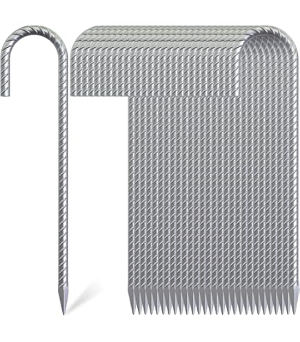 rebar tent pegs ARRYNTHEON 12 Inch Stakes 16 Pack J Hook Heavy Duty Ground Anchors Horizon Grey and their extra length Belt Color:Coyote Big AZ Tents &