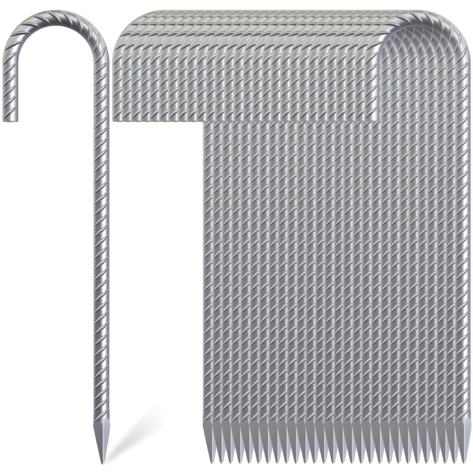 OK5STAR 30 Pack 12" Ground Rebar Stakes Heavy Duty J Hook Ground Anchors, Curved Steel Plant Support Garden Stake Anti Rust Galvanized Ground Stakes