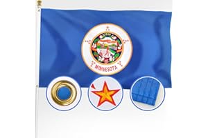 XIFAN Premium Minnesota State Flag 3x5 ft Outdoor, Double Sided Embroidered Image, Heavy Duty 210D Nylon MN Flags, the Strongest Longest Lasting for Outside with Sewn Stripes/Brass Grommets