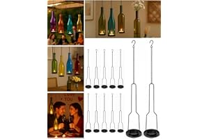 AceList 12 Pack Wrought Iron Hanging Candle Holder for Cut Glass Bottles, Fits 3.0" Diameter Bottlenecks, DIY Wine Bottle Lantern Kit for Garden, Patio, Wedding, Outdoor Decor