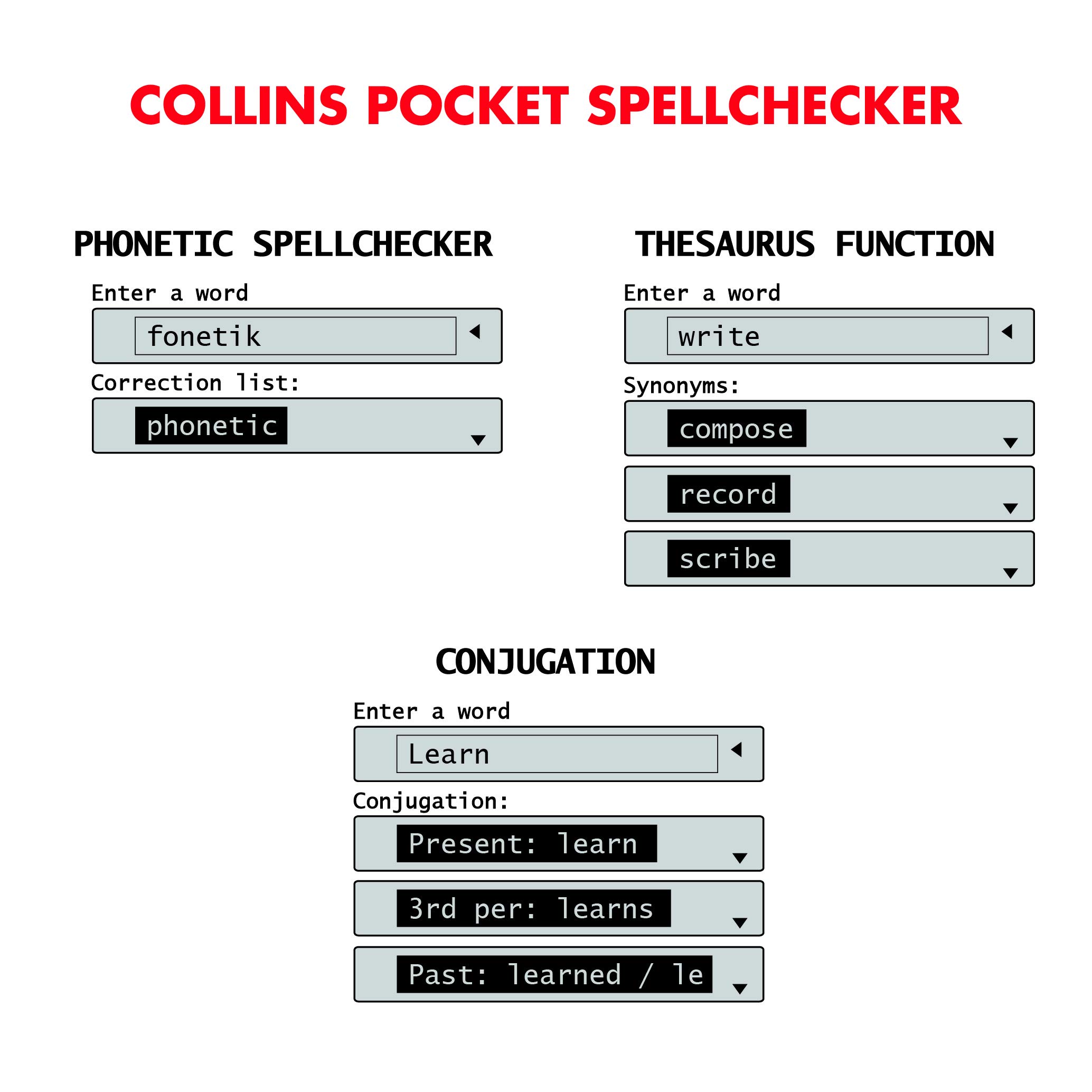 LEXiBOOK - Collins Electronic Pocket Spellchecker with Battery, Blue/White, DC753EN