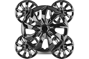 Winjet 17" Hubcaps Wheel Covers - (Set of 4) Wheels Rim Cover - Car Accessories Black Lacquer Hubcap Standard Steel Wheels - Snap On Auto Tire Replacement Exterior Cap (Black Lacquer, 17 Inch)
