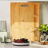 NIUXX Bamboo Cutting Board Extra Large with Compartments & Grooves 50x36x2 cm view 5