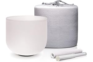 ALIOTH E Note Crystal Singing Bowl 8 inch Solar Plexus Chakra Singing Bowl Rubber Mallet Suede Striker