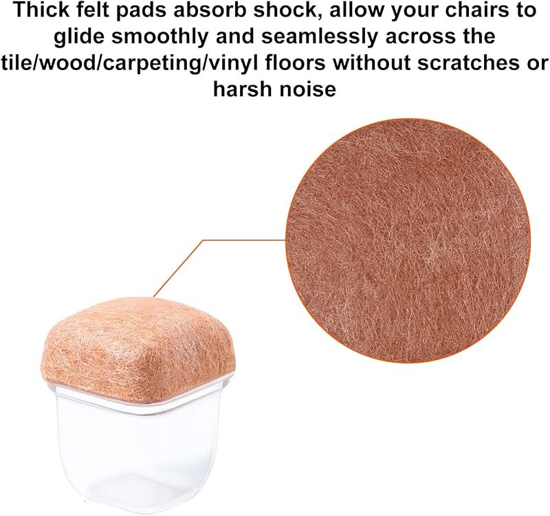 Protectores de Suelo de Silicona Transparente mejorados para Patas de Silla, 13-20mmTapas de Silicona 16P con Fieltro Envuelto, Fundas de para Patas de Silla, Protectores de pies de Silla