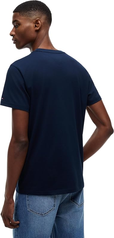 Herren T-Shirt Kurzarm Slim Sign Chest mit Logo, Blau (Dark Night Navy), M