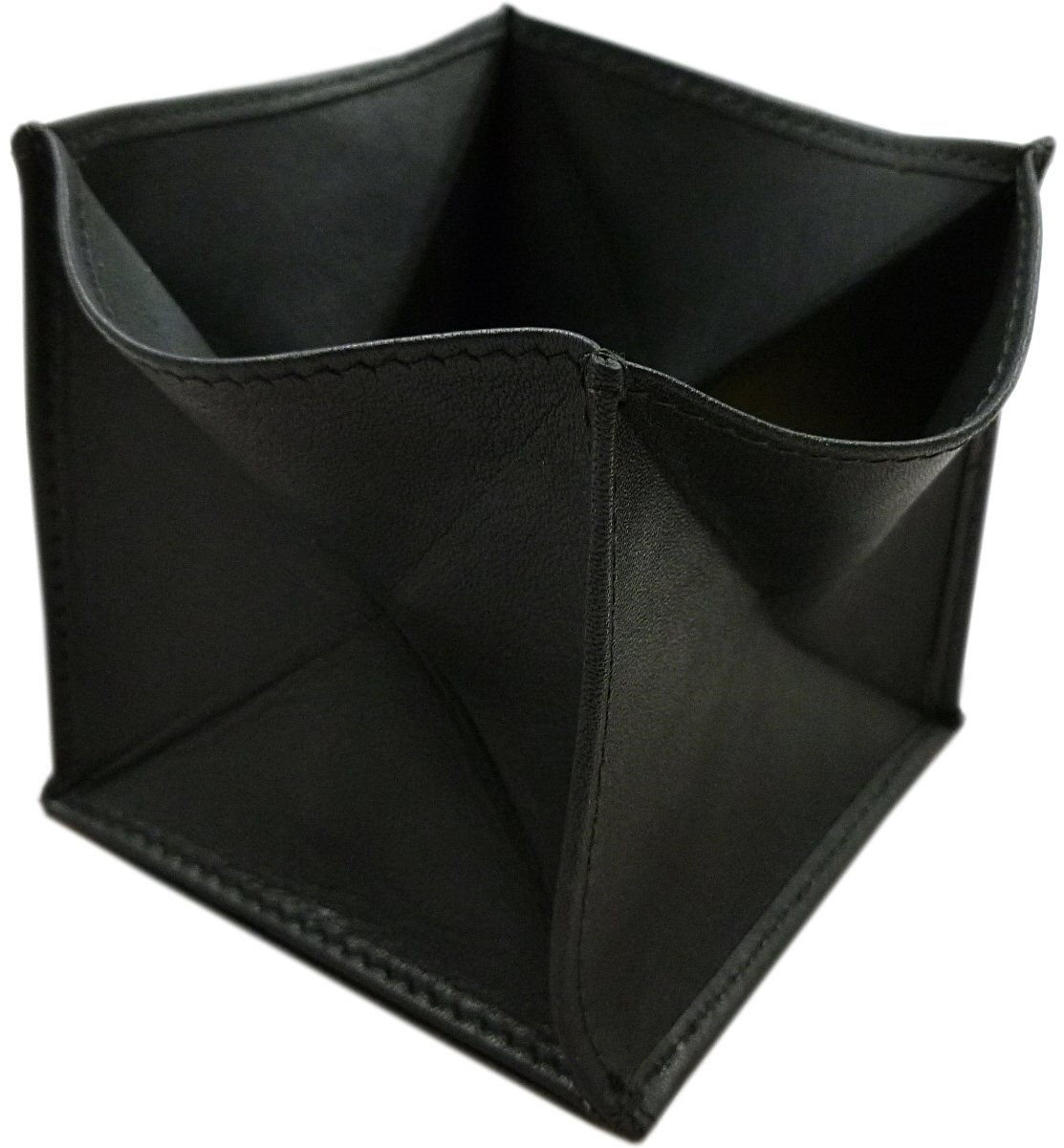 myledershop Moroccan Purse, Vegetable Tanned Cowhide, Black, CADDY, 7.5cm x 1cm x 7.5cm, Includes Coin Pouch, Lightweight