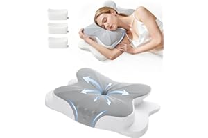 Aeemrn Memory Foam Pillow, Cervical Neck Pillow for Neck Pain 2in1, 3-Level Adjustable Firmness, Ergonomic Neck Support for S