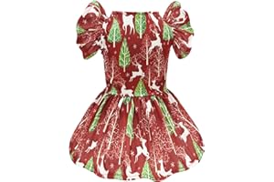 CuteBone Frilly Dog Dress Princess Puppy Christmas Dresses with Ruffled Sleeves Cat Clothes Outfit for Small Dogs Girl Pet Apparel FX14S